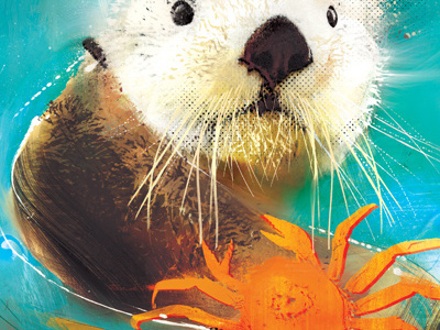 Sea Otter by Danny Allison aquatic crab danny allison illustration illustrator london mark making nature painterly screenprint sea sea otter water wildlife www.dannyallison.co.uk