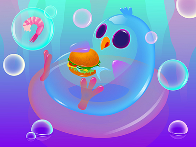 Jelly Penguin affinity designer fish burger gamba hungry jelly penguin shrimp vector