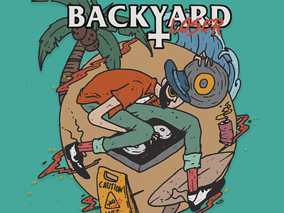 Backyard - Awas lantai licin character drawing illustration sketch