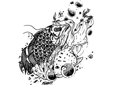 Fish 01 01 beauty drawing face fish illustration pattern sketch skull wood