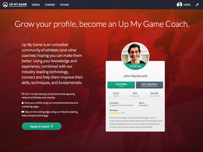 Apply to Coach Landing Page (HTML/CSS) css html landing page sports ui web design