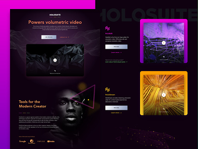 Arcturus Studio - HoloSuite Website Design branding dark ui madewithxd ui user interface ux vector video web design