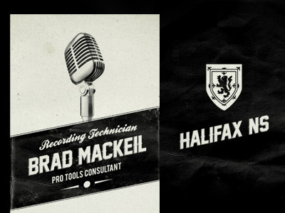 Brad Mackeil - Recording Tech Biz Cards audio branding business cards halifax nova scotia pro tools