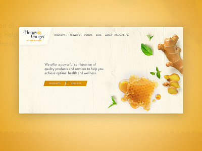 Honey & Ginger ginger health honey nutrition texture ui ux web design