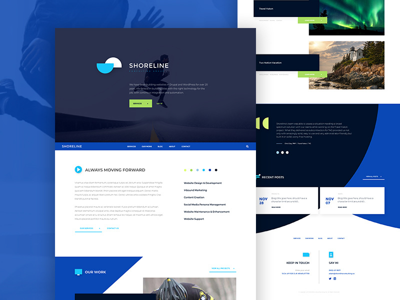 Shoreline Website Design xd drupal geometric s iconography icon web design ui branding