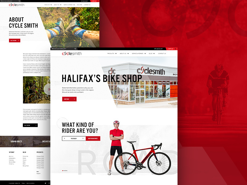 Cyclesmith Website Design ecommerce smartetailing bike shop ux web design ui branding