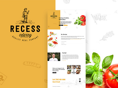 Recess Catering - Website branding catering chef food illustration logo design ui web design