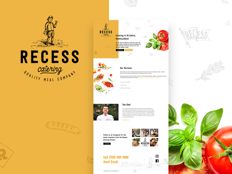 Recess Catering - Website chef food logo design illustration catering web design ui branding