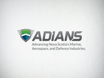 ADIANS - ReBrand aerospace branding defence logo marine shield stern tagline wings