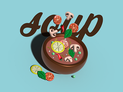 Spicy Soup 3d 3dillustration food foodillustration illustration soup spicy soup vector