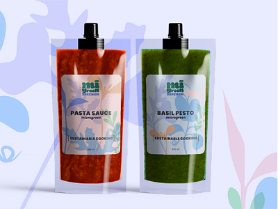 Packaging. MiGreenKitchen sauces. brand identity branding illustration label label design logo microgreen packaging sauce sustainability