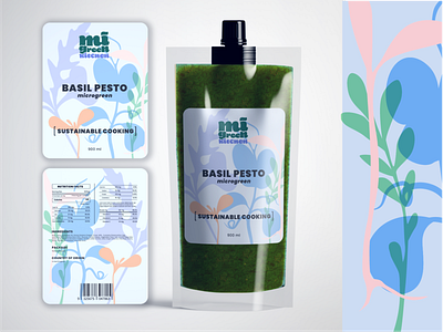 Packaging. MiGreenKitchen sauces. brand identity branding illustration label label design logo microgreen packaging sauce