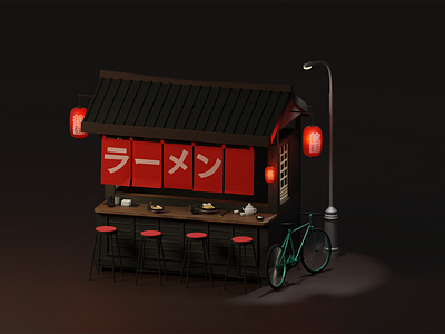 ramen bar 3d 3d illustration 3dillustration blender blender 3d blender3d cycles design illustration japan japanese ramen ramen store