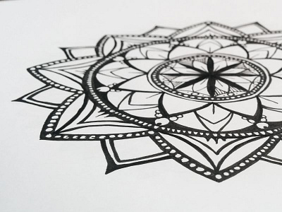 Mandala centered circle floral flower ink line mandala marker