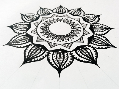 Mandala centered circles doodle. black drawing geometry lineart lines mandala white zenart zentagle