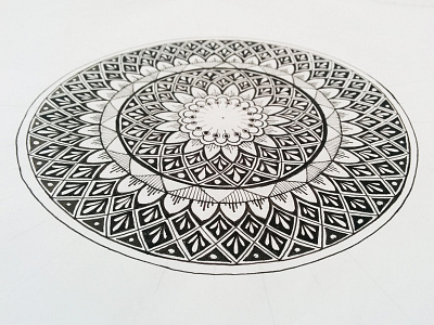 Dark mandala black centered circles doodle drawing geometry lineart lines mandala white zenart zentagle