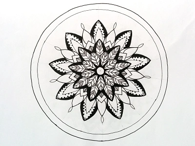 Mandala bloom centered circle floral geometry harmony ink leaves lines mandala pure zenart