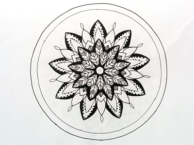Mandala bloom centered circle floral geometry harmony ink leaves lines mandala pure zenart