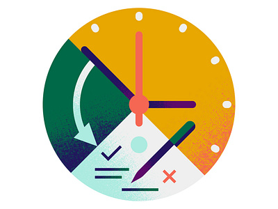 Admin reduction admin alarm arrow check clock cross design form graphic illustration minimal pen reduction spot time