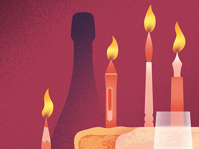 10 years birthday bottle cake candles celebrate champagne crop design details flame glass gradients illustration pen pencil textures wacom