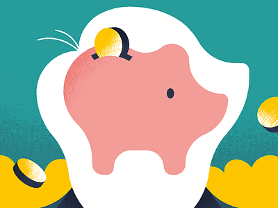 Die Zeit - Pension beard coins face hair illustration man money old pension piggy saving white