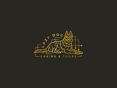 26 Lazy Dog animals artdeco badge gold illustration logo monoline tour travel vector