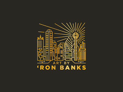 28 'Ron Banks artdeco badge buildings chrysler gold illustration logo monoline vector