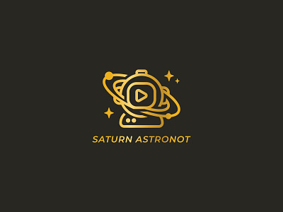 35 Saturn Astronaut artdeco astronaut badge cosmos gold illustration logo monoline planets saturn stars vector