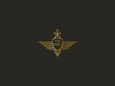 44 Air Hares airline artdeco badge branding gold illustration logo monoline vector wings