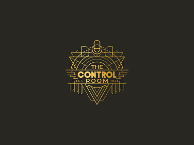 52 The Control Room artdeco badge buildings gold illustration logo monoline music podcast vector