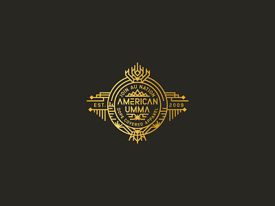 01 american umma artdeco badge gold logo monoline vector