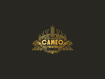 02 cameo theater artdeco badge gold logo monoline vector