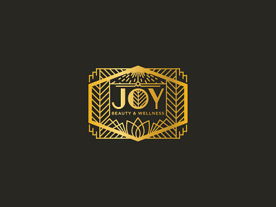 05 joy beauty & wellness artdeco badge gold logo monoline vector