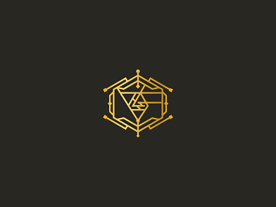 10 triangle artdeco badge gold logo monoline vector