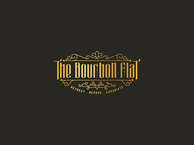 14 the bourbon flat artdeco badge gold logo monoline vector