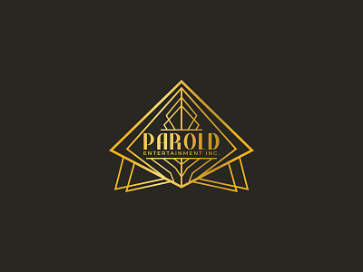 25 parold entertaiment inc artdeco badge buildings gold illustration logo monoline pyramid spaceship vector