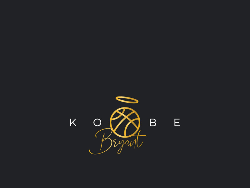 r.i.p. kobe bryant sports illustration vector monoline logo gold badge artdeco kobe bryant basketball