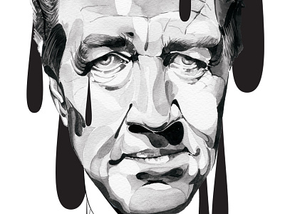 David Lynch. Drops aquarelle black and white cinema david lynch director drawing film illustration portrait watercolor