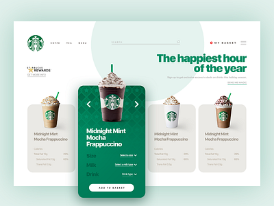 Starbucks website behance clean coffee creative design designinspiration desktop green interface minimalism mocha simplicity sketch starbucks ui uitrends userexperience ux uxdesign webdesign