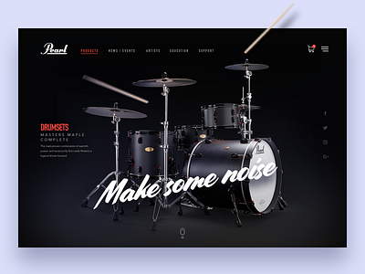 Concept design of drum website behance black clean creative design designinspiration desktop drum drummer interface landing page minimalism pearl simplicity ui uitrends userexperience ux uxdesign webdesign