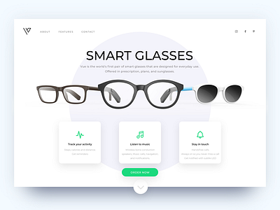 Smart glasses clean creative design designinspiration desktop glasses interface landingpage minimal smart ui ux webdesign website