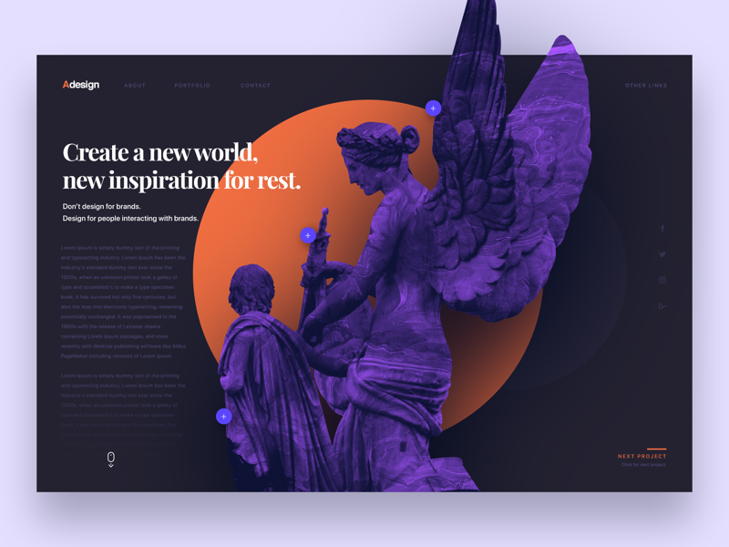 Design agency with statue userinterface agency statue landingpage ux webdesign web design inteface ui
