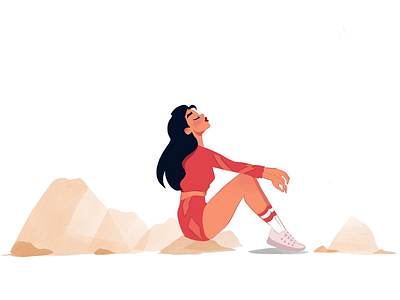 Hiking character design drawing hiking illustration red