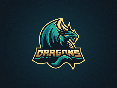 Dragons dragon esports horns logo mascot sports wings