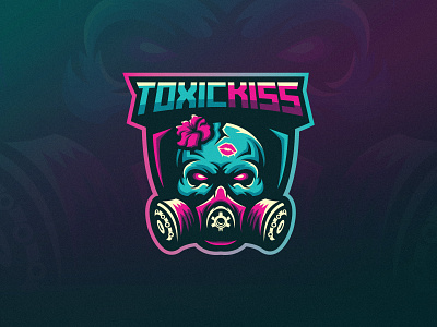 Toxic Kiss apocalypse flower gas kiss lips logo love mask rose skull toxic