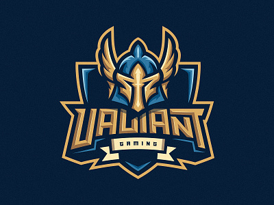 Valiant Gaming esports gaming gold helmet logo mascot medieval valiant wings