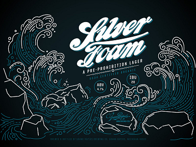 Silver Foam beer beer label grand rapids logo screen print vector