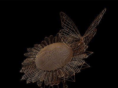 Style frames | C4D | Arnold renderer | 1 3d butterfly c4d cinema 4d gold metal rendering renders styleframes sunflower wireframe