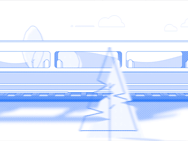 AdamWilkes | Train Transition Test WIP 2.5d 2d 2danimation 3d 3d animation animated gif animation carriage cinema 4d gif illustration lightblue motion motiondesign track train traintrack transition transitions