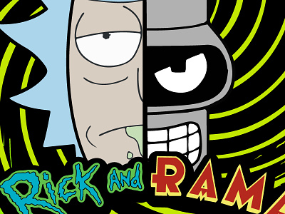 Rick And RAMA art digital fan art fanart futurama mashup rick and morty wallpaper